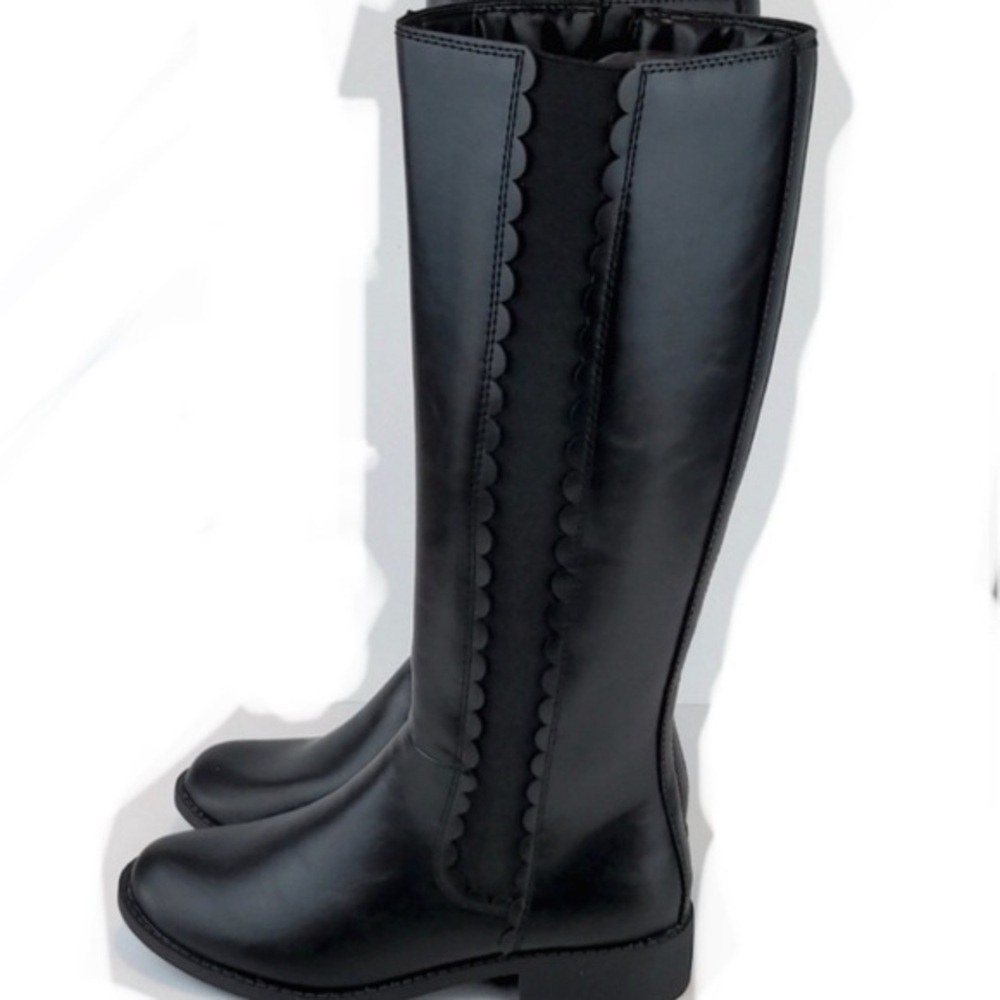 Lauren Conrad Molasses Black Knee-high Boots sz 8 wide tall shiny